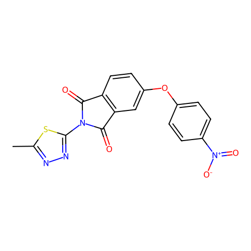2-(5-methyl-1,3,4-thiadiazol-2-yl)-5-(4-nitrophenoxy)-1H-isoindole-1,3(2H)-dione structure