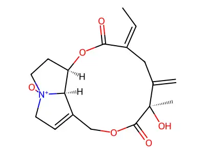 (1R,7R,17R)-4-ethylidene-7-hydroxy-7-methyl-6-methylidene-14-oxido-2,9-dioxa-14-azoniatricyclo[9.5.1.014,17]heptadec-11-ene-3,8-dione structure
