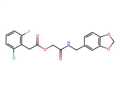 [2-(1,3-benzodioxol-5-ylmethylamino)-2-oxoethyl] 2-(2-chloro-6-fluorophenyl)acetate structure