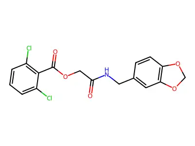 2-[(1,3-Benzodioxol-5-ylmethyl)amino]-2-oxoethyl 2,6-dichlorobenzoate structure