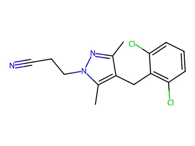 4-[(2,6-Dichlorophenyl)methyl]-3,5-dimethyl-1H-pyrazole-1-propanenitrile structure