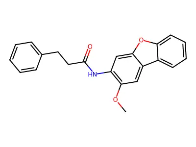N-(2-methoxydibenzo[b,d]furan-3-yl)-3-phenylpropanamide structure