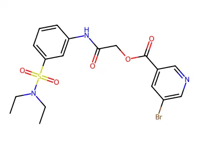 [2-[3-(Diethylsulfamoyl)anilino]-2-oxoethyl] 5-bromopyridine-3-carboxylate structure