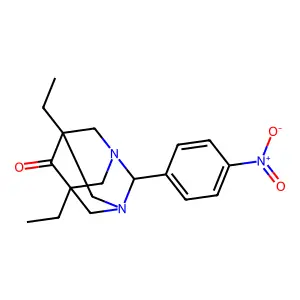 5,7-Diethyl-2-{4-nitrophenyl}-1,3-diazatricyclo[3.3.1.1~3,7~]decan-6-one structure