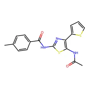 N-(5-Acetylamino-4-thiophen-2-yl-thiazol-2-yl)-4-methyl-benzamide structure