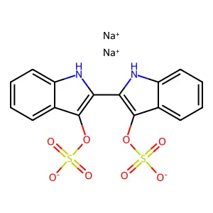 (2,2'-Bi-1H-indole)-3,3'-diol, 3,3'-bis(hydrogen sulfate), sodium salt (1:2) structure