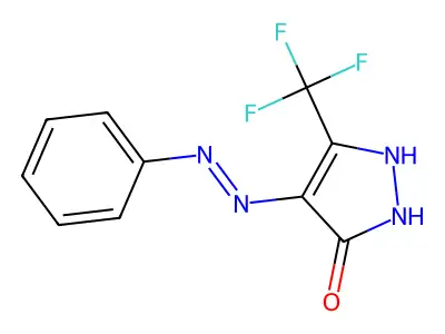 4,5-Dihydro-3-(trifluoromethyl)pyrazole-4,5-dione 4-phenylhydrazone structure