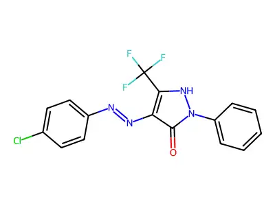 4-[(4-chlorophenyl)diazenyl]-2-phenyl-5-(trifluoromethyl)-1H-pyrazol-3-one structure