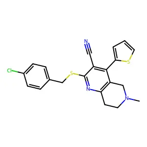 2-[(4-chlorobenzyl)sulfanyl]-6-methyl-4-(2-thienyl)-5,6,7,8-tetrahydro[1,6]naphthyridine-3-carbonitrile structure