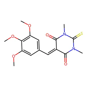 1,3-dimethyl-2-thioxo-5-(3,4,5-trimethoxybenzylidene)dihydropyrimidine-4,6(1H,5H)-dione structure