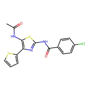 N-(5-Acetylamino-4-thiophen-2-yl-thiazol-2-yl)-4-chloro-benzamide structure