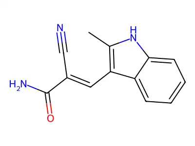 (E)-2-cyano-3-(2-methyl-1H-indol-3-yl)prop-2-enamide structure