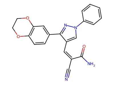 (Z)-2-cyano-3-[3-(2,3-dihydro-1,4-benzodioxin-6-yl)-1-phenylpyrazol-4-yl]prop-2-enamide structure