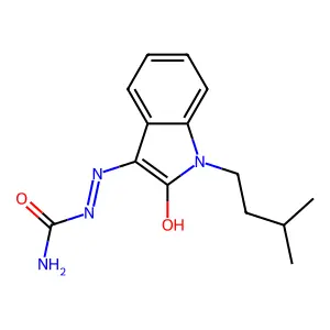 (Z)-2-(1-isopentyl-2-oxoindolin-3-ylidene)hydrazinecarboxamide structure
