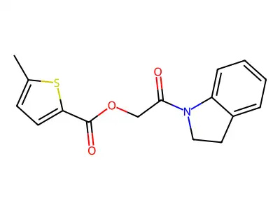 [2-(2,3-Dihydroindol-1-yl)-2-oxoethyl] 5-methylthiophene-2-carboxylate structure