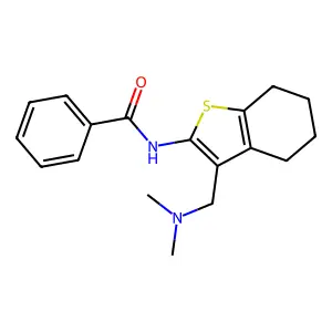 N-(3-((dimethylamino)methyl)-4,5,6,7-tetrahydrobenzo[b]thiophen-2-yl)benzamide structure