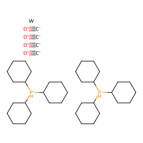 Carbon monoxide;bis(tricyclohexylphosphanium);tungsten structure