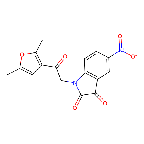1-(2-(2,5-Dimethylfuran-3-yl)-2-oxoethyl)-5-nitroindoline-2,3-dione structure