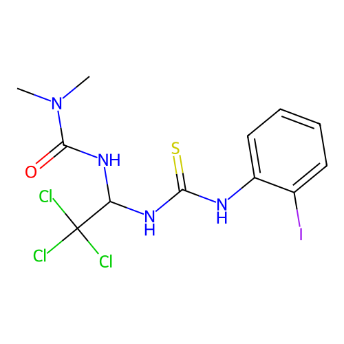 N,N-dimethyl-N'-(2,2,2-trichloro-1-{[(2-iodoanilino)carbothioyl]amino}ethyl)urea structure