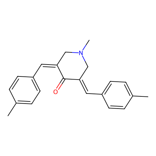 (3Z,5E)-1-methyl-3,5-bis(4-methylbenzylidene)piperidin-4-one structure
