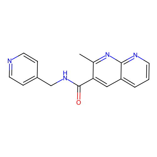 2-methyl-N-(pyridin-4-ylmethyl)-1,8-naphthyridine-3-carboxamide structure