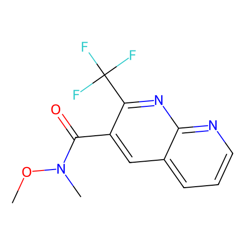 N-methoxy-N-methyl-2-(trifluoromethyl)-1,8-naphthyridine-3-carboxamide structure