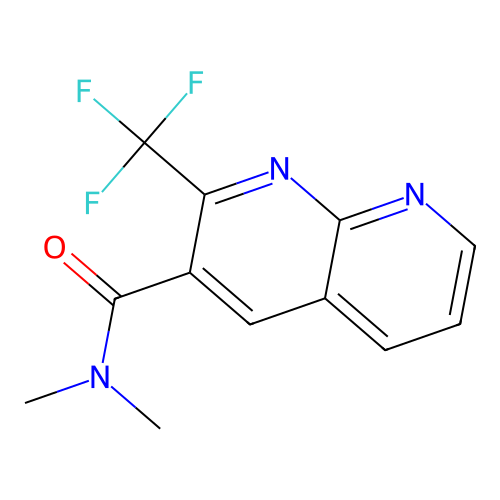 N,N-dimethyl-2-(trifluoromethyl)-1,8-naphthyridine-3-carboxamide structure