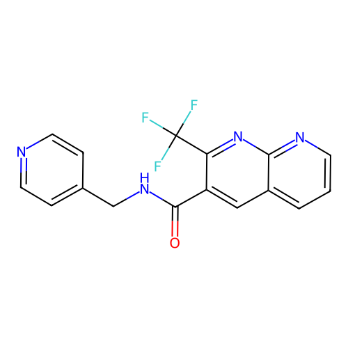 N-(pyridin-4-ylmethyl)-2-(trifluoromethyl)-1,8-naphthyridine-3-carboxamide structure
