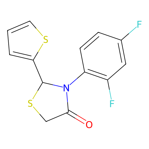 3-(2,4-Difluorophenyl)-2-(2-thienyl)-1,3-thiazolidin-4-one structure