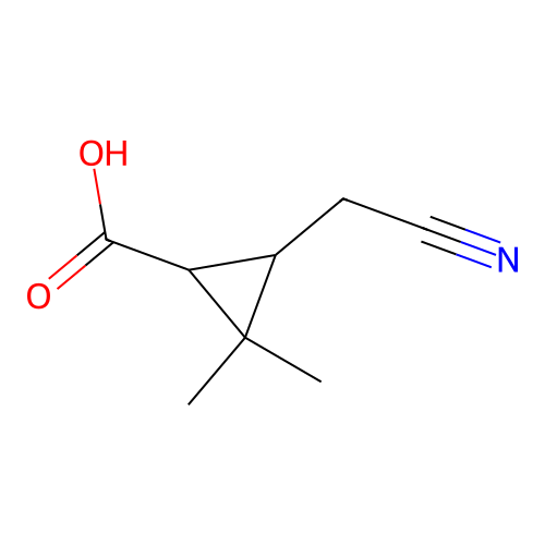 Cyclopropanecarboxylicacid, 3-(cyanomethyl)-2,2-dimethyl- structure
