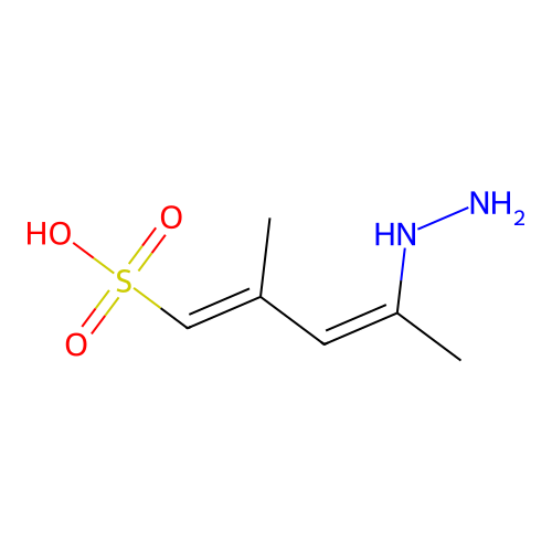 (1E,3Z)-4-hydrazinyl-2-methylpenta-1,3-diene-1-sulfonic acid structure