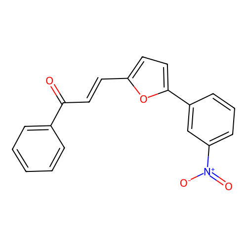 (E)-3-[5-(3-nitrophenyl)furan-2-yl]-1-phenylprop-2-en-1-one structure
