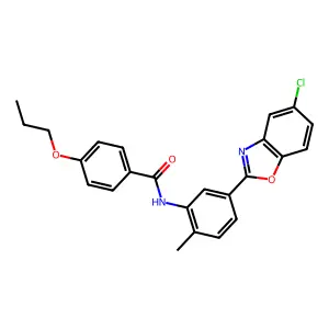 N-[5-(5-chloro-1,3-benzoxazol-2-yl)-2-methylphenyl]-4-propoxybenzamide structure