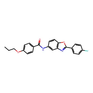 N-[2-(4-fluorophenyl)-1,3-benzoxazol-5-yl]-4-propoxybenzamide structure