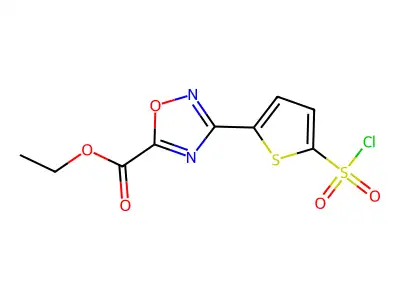 Ethyl 3-(5-(chlorosulfonyl)thiophen-2-yl)-1,2,4-oxadiazole-5-carboxylate structure