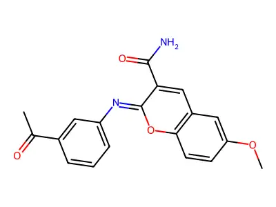 (2Z)-2-[(3-acetylphenyl)imino]-6-methoxy-2H-chromene-3-carboxamide structure
