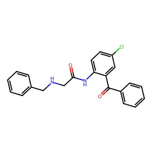 N-(2-benzoyl-4-chlorophenyl)-2-(benzylamino)acetamide structure