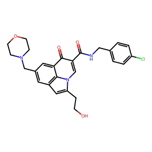N-(4-Chlorobenzyl)-2-(2-hydroxyethyl)-8-(4-morpholinylmethyl)-6-oxo-6H-pyrrolo[3,2,1-ij]quinoline-5-carboxamide structure