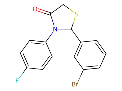 2-(3-Bromophenyl)-3-(4-fluorophenyl)-1,3-thiazolidin-4-one structure
