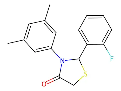 3-(3,5-Dimethylphenyl)-2-(2-fluorophenyl)-1,3-thiazolidin-4-one structure