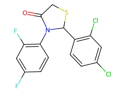 2-(2,4-Dichlorophenyl)-3-(2,4-difluorophenyl)-1,3-thiazolidin-4-one structure