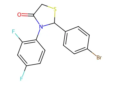 2-(4-Bromophenyl)-3-(2,4-difluorophenyl)-1,3-thiazolidin-4-one structure
