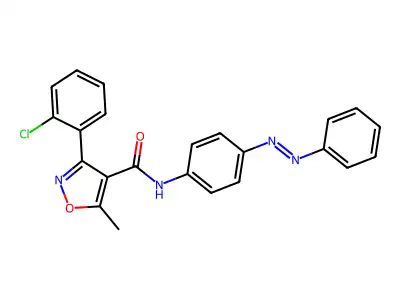 3-(2-chlorophenyl)-5-methyl-N-(4-phenyldiazenylphenyl)-1,2-oxazole-4-carboxamide structure