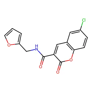6-chloro-N-(2-furylmethyl)-2-oxo-2H-chromene-3-carboxamide structure