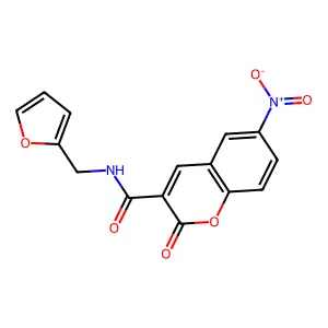 N-(furan-2-ylmethyl)-6-nitro-2-oxochromene-3-carboxamide structure