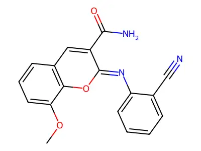 (Z)-2-((2-cyanophenyl)imino)-8-methoxy-2H-chromene-3-carboxamide structure