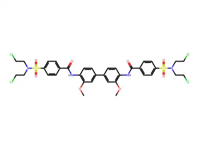 4-[BIS(2-CHLOROETHYL)SULFAMOYL]-N-(4'-{4-[BIS(2-CHLOROETHYL)SULFAMOYL]BENZAMIDO}-3,3'-DIMETHOXY-[1,1'-BIPHENYL]-4-YL)BENZAMIDE structure