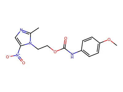 2-(2-methyl-5-nitro-1H-imidazol-1-yl)ethyl 4-methoxyphenylcarbamate structure