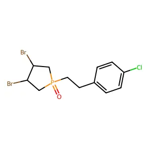 3,4-Dibromo-1-(2-(4-chlorophenyl)ethyl)phospholane 1-oxide structure
