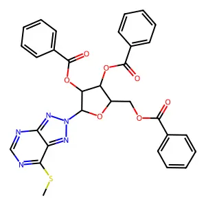[3,4-dibenzoyloxy-5-(7-methylsulfanyltriazolo[4,5-d]pyrimidin-2-yl)oxolan-2-yl]methyl benzoate structure